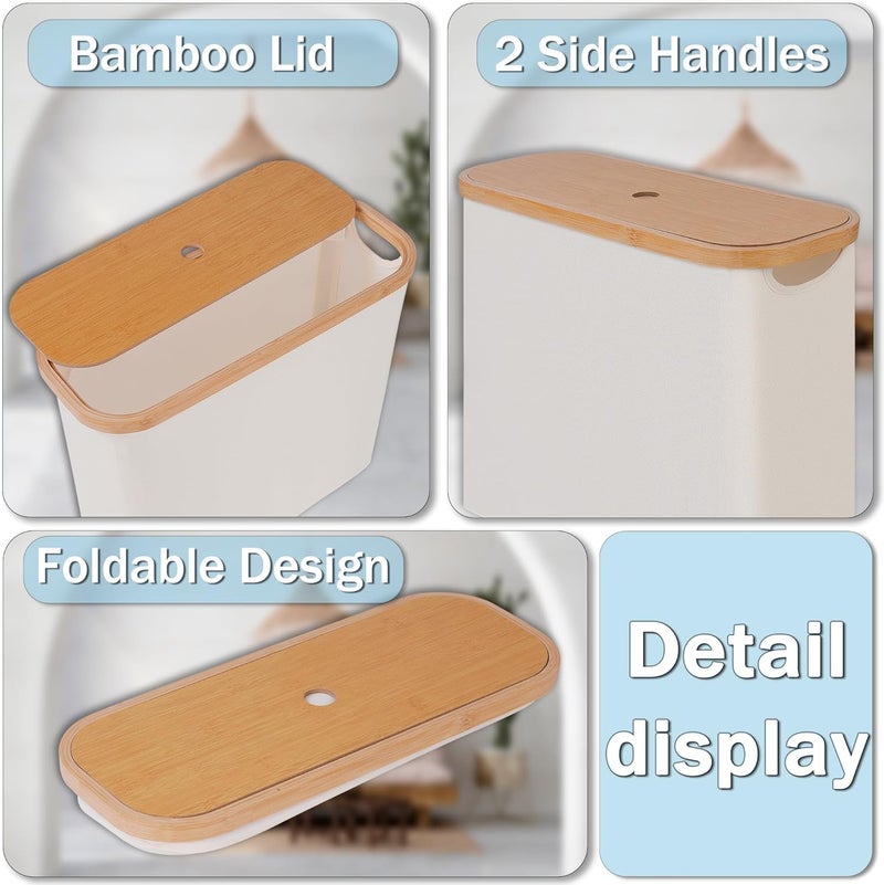 efluky Toilet Paper Basket, Toilet Paper Storage with Lid, Toilet Paper Organizer for Bathroom, Free Standing Toilet Paper Holder with Storage, Beige - Image 3